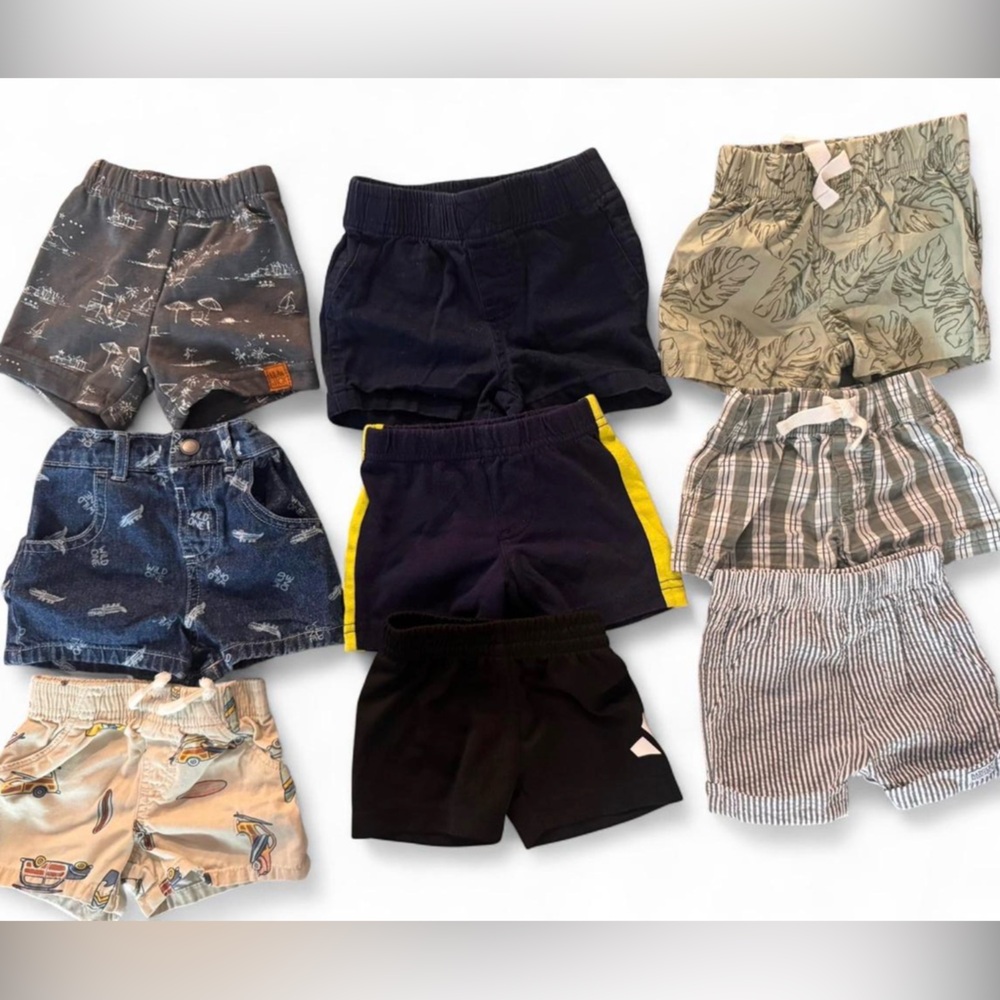 9 pair baby boy Shorts Set - Black, Blue, Green, Gray, Tan